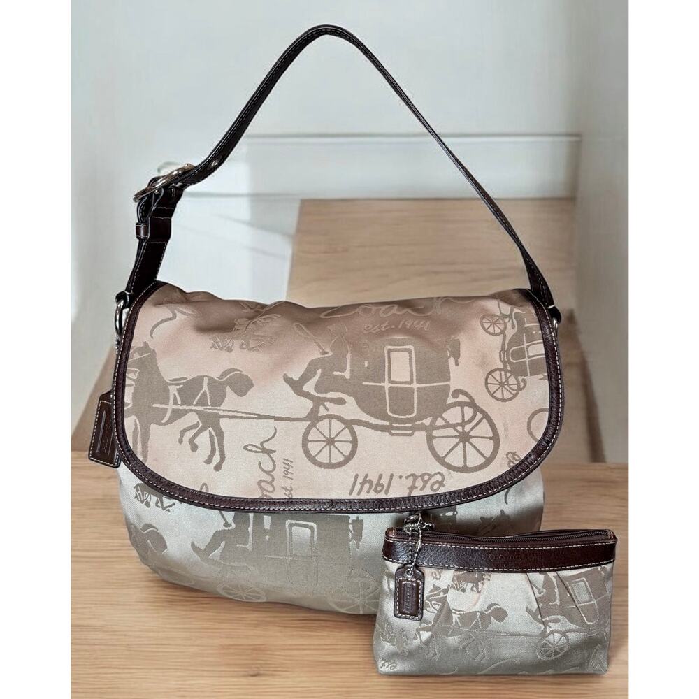 Y2K Coach F14888 1941 Horse & Carriage Flap Bag & Pleated Wristlet